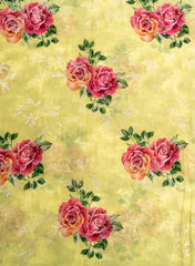 Pure Chinnon Chiffon Lime Green Color Floral digital Print Sequins Embroidery Fabric.