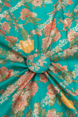 Pure Dola Silk Sea Green Color Jacqurad With Floral Digital Print Fabric.