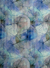 Pure Georgette Capri Blue Color Floral Digital Print Sequins Embroidery Fabric.