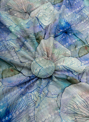 Pure Georgette Capri Blue Color Floral Digital Print Sequins Embroidery Fabric.