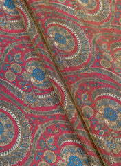 Viscose Tissue Dark Purple Color Traditional Pattern Digital Print Fabric.