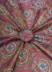 Viscose Tissue Dark Purple Color Traditional Pattern Digital Print Fabric.