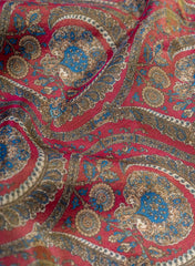 Viscose Tissue Dark Purple Color Traditional Pattern Digital Print Fabric.