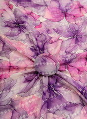 Pure Georgette Sunset Purple Color Floral Digital Print Sequins Embroidery Fabric.