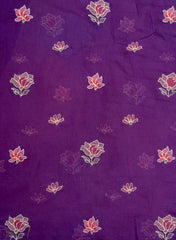 Pure Chanderi Purple Color Floral pattern Resham Embroidery Fabric.