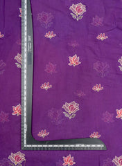 Pure Chanderi Purple Color Floral pattern Resham Embroidery Fabric.