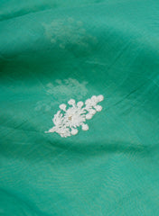 Pure Chanderi Bright Green Color Floral pattern Resham Embroidery Fabric.
