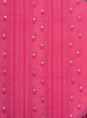 Pure Chanderi  Barbie Pink Color Sequins Embroidery Fabric.