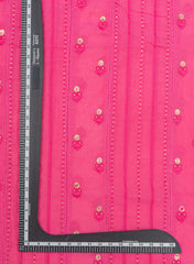 Pure Chanderi  Barbie Pink Color Sequins Embroidery Fabric.