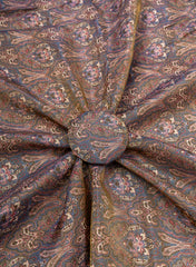 Viscose Tissue Dark Purple Color Traditional Pattern Digital Print Fabric.