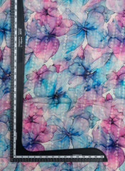 Pure Georgette Blue And Purple Color Floral Digital Print Sequins Embroidery Fabric.