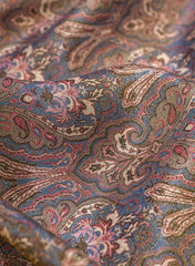 Viscose Tissue Dark Purple Color Traditional Pattern Digital Print Fabric.