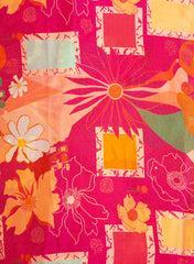 Viscose Tissue Hot Pink Color Floral Pattern Digital Print Fabric.