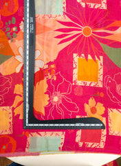 Viscose Tissue Hot Pink Color Floral Pattern Digital Print Fabric.