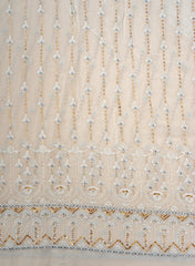 Pure Georgette Dyeable Floral Pattern Sequins Embroidery Big Panna Fabric.
