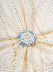 Pure Georgette Dyeable Thread Embroidery Big Panna Fabric