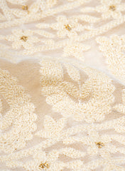 Pure Georgette Dyeable Thread Embroidery Big Panna Fabric
