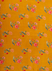 Pure Crepe Mustad Color Floral Pattern Hybrid Print Fabric.