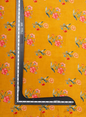 Pure Crepe Mustad Color Floral Pattern Hybrid Print Fabric.