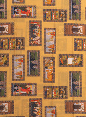 (Precut-3 meter) Pure Cotton Cambric Mustad Color Traditional Digital Print Fabric