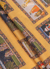(Precut-3 meter) Pure Cotton Cambric Mustad Color Traditional Digital Print Fabric