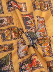 (Precut-3 meter) Pure Cotton Cambric Mustad Color Traditional Digital Print Fabric