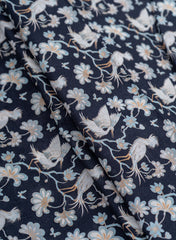 Pure Cotton Cambric Black Color Birds Pattern Digital Print Fabric