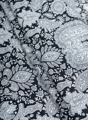 Pure Cotton Cambric Black Color Paisley Screen Print Fabric
