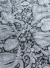 Pure Cotton Cambric Black Color Paisley Screen Print Fabric