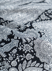 Pure Cotton Cambric Black Color Paisley Screen Print Fabric