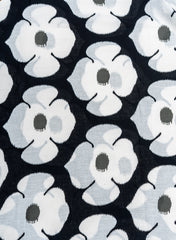 (Pre Cut-2.5 Meter) Pure Cotton Cambric Black Color Floral Screen Print Fabric.