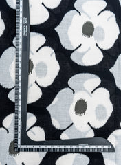 (Pre Cut-2.5 Meter) Pure Cotton Cambric Black Color Floral Screen Print Fabric.