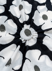 (Pre Cut-2.5 Meter) Pure Cotton Cambric Black Color Floral Screen Print Fabric.