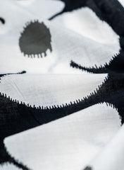 (Pre Cut-2.5 Meter) Pure Cotton Cambric Black Color Floral Screen Print Fabric.