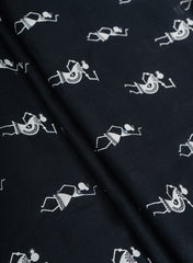 Pure Cotton Cambric Black Color Traditional Screen Print Fabric