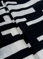 Pure Cotton Cambric Black Color Geometrical Screen Print Fabric