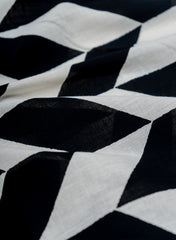 Pure Cotton Cambric Black Color Geometrical Screen Print Fabric