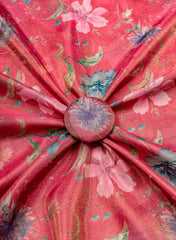 Viscose Tissue Dark Pink Color Floral Pattern Digital Print Fabric.