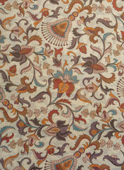 Viscose Tissue Beige Color Floral Pattern Digital Print Fabric.
