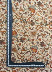 Viscose Tissue Beige Color Floral Pattern Digital Print Fabric.