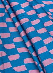 Pure Modal Satin Blue And Pink Color Dots Pattern Natural Print Fabric.