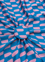 Pure Modal Satin Blue And Pink Color Dots Pattern Natural Print Fabric.