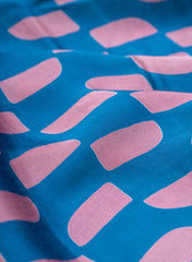 Pure Modal Satin Blue And Pink Color Dots Pattern Natural Print Fabric.