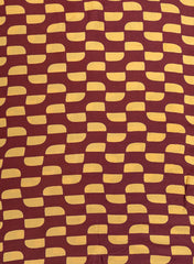Pure Modal Satin Brown And Yellow Color Geometrical Pattern Natural Print Fabric.