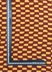 Pure Modal Satin Brown And Yellow Color Geometrical Pattern Natural Print Fabric.