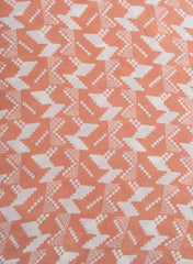 Pure Modal Satin Peach Color Geometrical Pattern Natural Print Fabric.