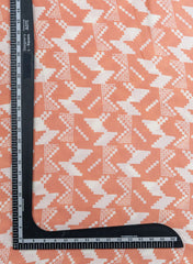 Pure Modal Satin Peach Color Geometrical Pattern Natural Print Fabric.