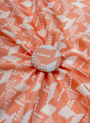 Pure Modal Satin Peach Color Geometrical Pattern Natural Print Fabric.