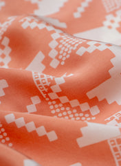 Pure Modal Satin Peach Color Geometrical Pattern Natural Print Fabric.