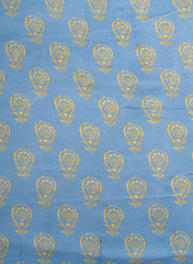 Pure Modal Satin Baby Blue Color Traditional Digital Print Fabric.